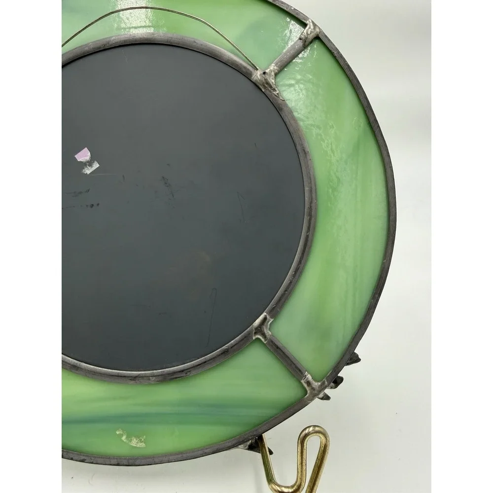 Round 8 in Green/Silver Framed Glass Accent Mirror, Tree‎ Theme,